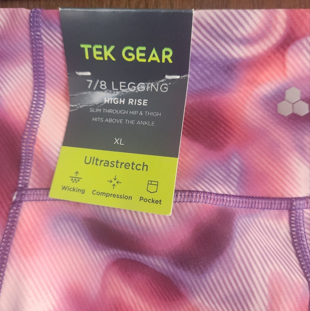 Tek Gear 7/8 High Rise Leggings  in Pink and Purple Swirl - Picture 2 of 3